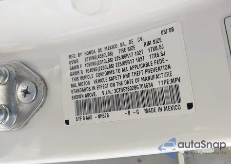 2008 Honda Cr-V Lx z USA, uszkodzony, nr VIN 3CZRE38328G704534